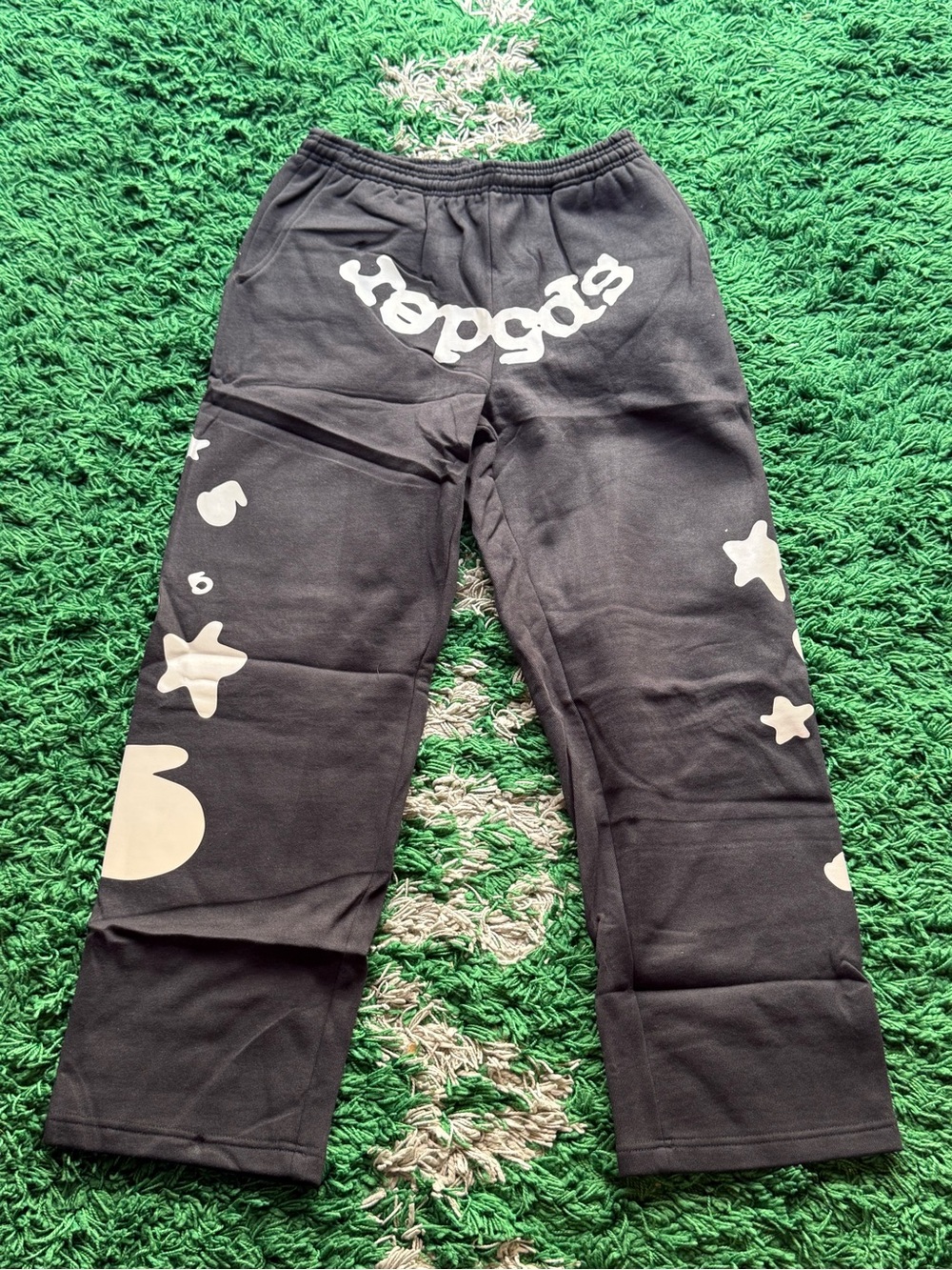 Black Graphic Joggers with Cream Star & Moon Accents